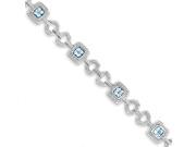 925 Sterling Silver Blue Topaz and Diamond Textured Link Bracelet 3.906cttw