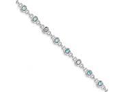 925 Sterling Silver Blue Topaz and Diamond Circle Link Bracelet 0.726cttw