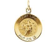 14K Yellow Gold St. Luke Medal Charm Pendant 12x12MM 0.74 Grams