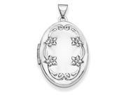 14K White Gold Oval Floral Scroll Detailed Locket Charm 20x26MM