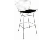 ChromeSteel blackpad Bertoia Wire Barstool with Leatherette Seat Pad by Wholesale Interiors