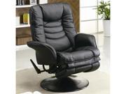 Casual Leatherette Swivel Recliner in Black Leatherette
