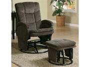 Chocolate Chenille Glider with Matching Ottoman by Coaster