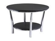 Maya Round Coffee Table Black Top Metal Legs By Winsome Wood