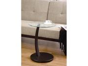 Round Accent Table with Glass Top and Cappuccino Base by Coaster