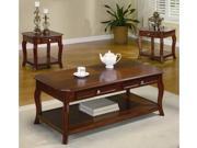 Traditional Brown Cherry Wood Coffee End Table 3 Piece Set by Coaster