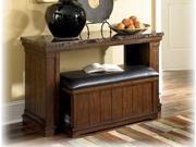 Merihill Sofa Table w Ottoman in Medium Brown Finish