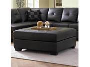 Contemporary Black Leather Cocktail Ottoman by Coaster