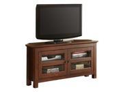 44 Corner Wood TV Console Traditional Brown By Walker Edison