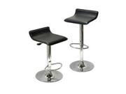Spectrum Set Of 2 Adjustable Air Lift Stool Black Faux Leather Rta By Winsome Wood