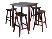 Parkland 5Pc Square High Pub Table Set With 4 Saddle Seat Stools By Winsome Wood