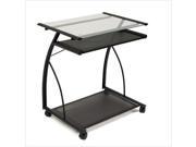 L Cart Computer Table in Black with Clear Glass by Studio Designs