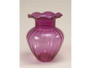 Ribbed Cranberry Glass Vase with Fluted Top by AA Importing