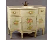 Flower Vanity with Sink in Distressed Antique White Finish by AA Importing