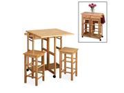 Space Saver Drop Leaf Table With 2 Square Stools By Winsome Wood
