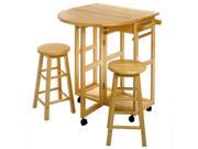 Beech Space Saver Drop Leaf Table with 2 Round Stools