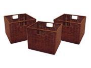 Winsome Leo Set of 3 Wired Baskets Small in Antique Walnut 92310