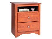 Monterey Cherry 2 Drawer Tall Night Stand with Open Cubbie By Prepac