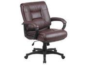 Deluxe Mid Back Executive Leather Chair with Padded Loop Arms Burgundy