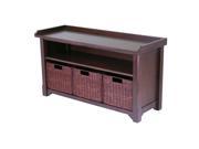 Bench With Storage Shelf And 3 Small Baskets; 2 Cartons By Winsome Wood