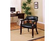 Guest Chair w Casters In Black Vinyl In Mahogany Finish by Coaster Furniture