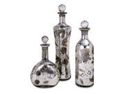 Madison Etched Mercury Glass Lidded Bottles Set of 3