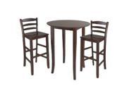 Fiona High Table with 2 Ladder Back Stools Antique Walnut by Winsome Wood