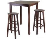 Parkland High Table with Two Swivel Stools Antique Walnut