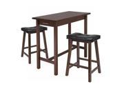 Three Piece Kitchen Island Table with Two Cushion Saddle Seat Stools by Winsome Wood