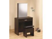 Vanity with Hidden Mirror Storage and Lift Top Stool in Brown by Coaster