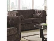 Transitional Chesterfield Stationary Loveseat with Track Arms in Charcoal by Coaster
