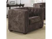 Transitional Upholstered Chesterfield Chair with High Track Arms in Charcoal by Coaster