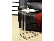 Chrome Metal Adjustable Height Accent Table Tempered by Monarch