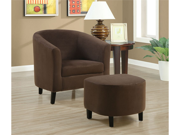 Chocolate Brown Padded Micro Fibre Chair And Ottoman by Monarch