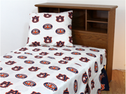 Auburn Printed Sheet Set Queen White by College Covers