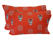 NC State Printed Pillow Case Set of 2 Solid by College Covers