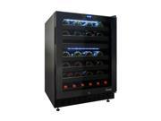 46 Bottle Dual Zone Wine Cooler with Seamless Glass Door Right Hinge Model in Black by Vinotemp