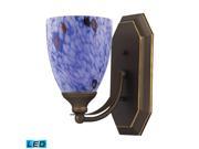 Elk 1 Light Vanity in Aged Bronze and Starburst Blue Glass 570 1B BL LED