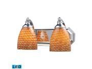 Elk Lighting 2 Light Vanity in Polished Chrome and Coco Glass 570 2C C LED
