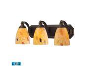 Elk 3 Light Vanity in Aged Bronze and Yellow Blaze Glass 570 3B YW LED