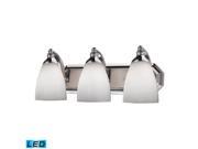 Elk 3 Light Vanity in Polished Chrome and Simply White Glass 570 3C WH LED
