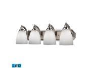 Elk 4 Light Vanity in Satin Nickel and Simply White Glass 570 4N WH LED