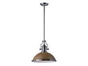 Chadwick 1 Light Pendant In Medium Oak And Polished Nickel