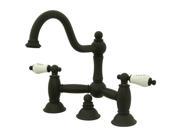 Two Handle 8 Widespread Lavatory Faucet with Brass Pop up in Oil Rubbed Bronze by Kingston Brass