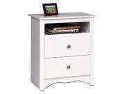Monterey White 2 Drawer Tall Night Stand with Open Cubbie By Prepac