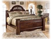 Famous Collection Queen Poster Headboard DarkRed Mahogany Finish
