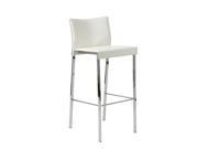 Euro Style Riley B Bar Chair White Leather Chrome Finish 17223WHT