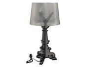 French Acrylic Table Lamp in Transparent Black Smoked