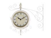 Benzara 35411 15 in. W x 15 in. H Metal Outdoor Double Clock