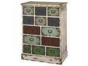 Powell Parcel 13 Drawer Cabinet in Distressed White 990 333